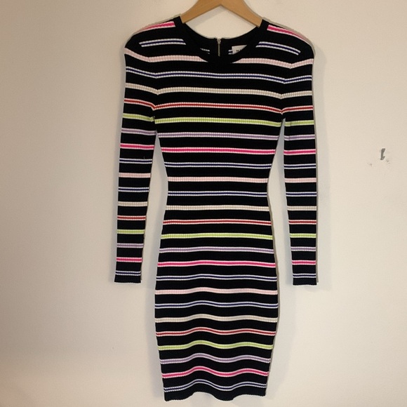 Milly Striped Knit Ribbed Bodycon Long Sleeve Dress Size 0-2 (Milly Size P) - Picture 6 of 13